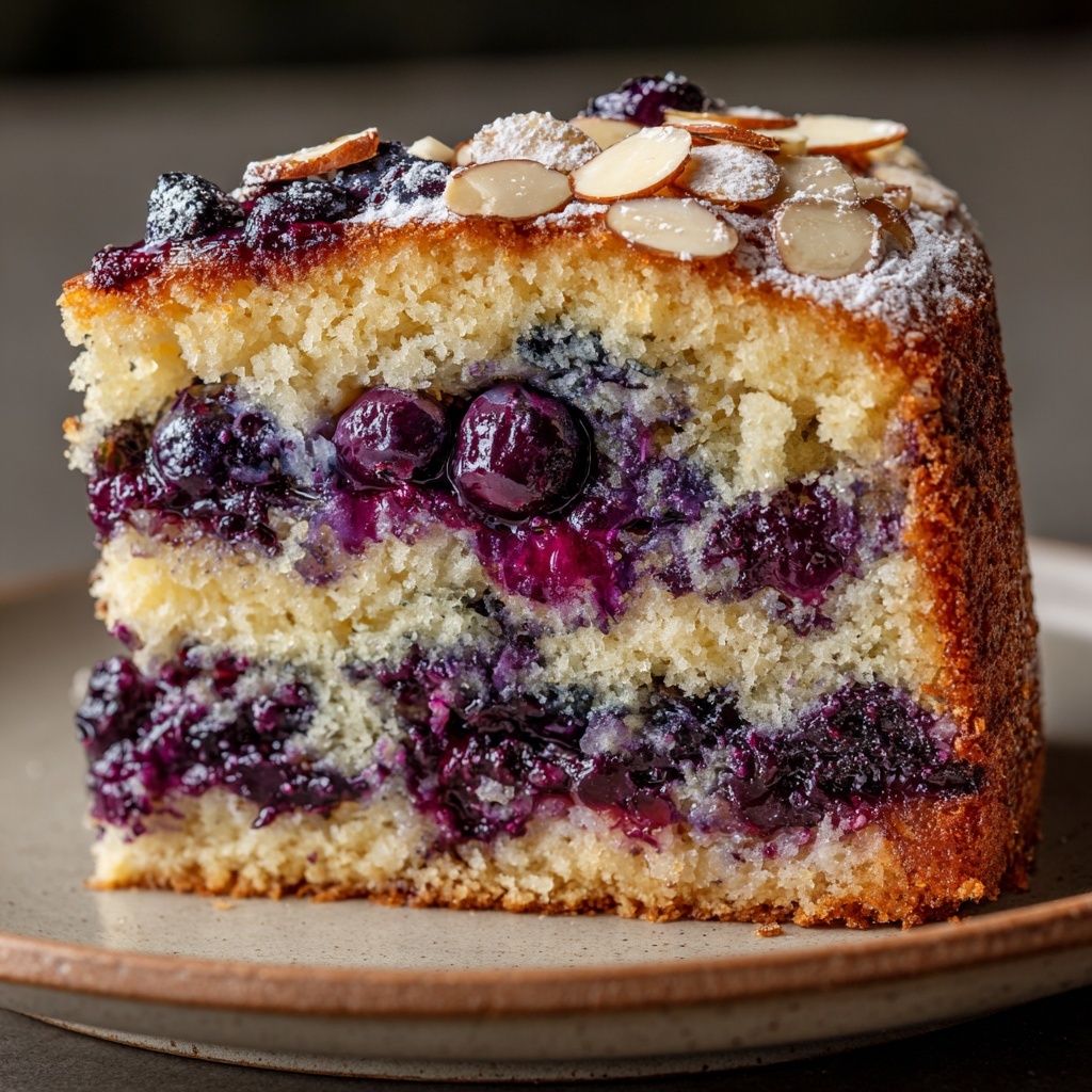 Almond Praline Blueberry Cake Recipe - Recipe Image