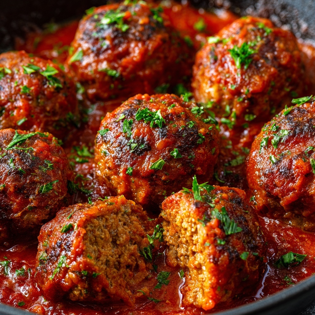 Ground Beef Meatballs in Rich Tomato Sauce Recipe - Recipe Image