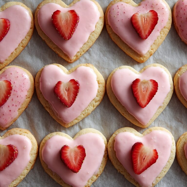 Heart-Shaped Strawberry Shortbread Cookies Recipe