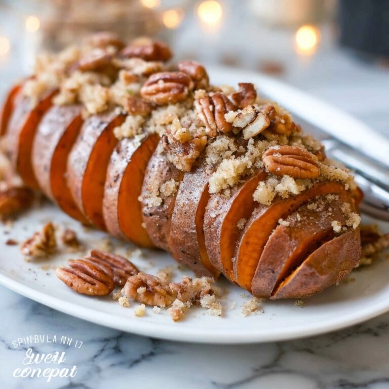 Hasselback Sweet Potatoes with Brown Sugar, Cinnamon, and Pecans Recipe