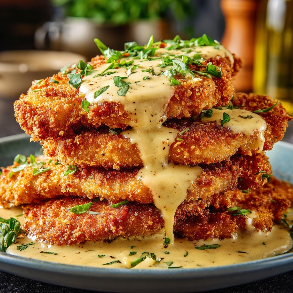 Crispy Parmesan Chicken with Dreamy Garlic Sauce Recipe - Recipe Image