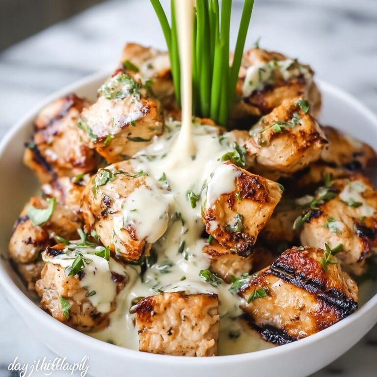 Creamy Garlic Sauce with Grilled Chicken Bites Recipe