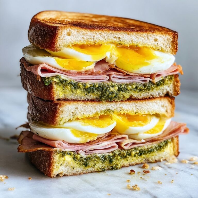 Pesto Eggs and Crispy Mortadella Sandwich Recipe